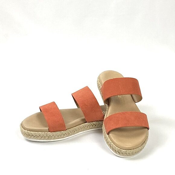 Matisse Mixer Orange Double Suede Leather Band Slide Sandal, 8 - Picture 7 of 10